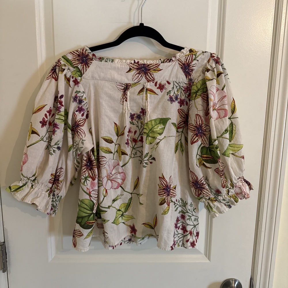 Christian Siriano New York Floral Print Cropped Square Neck Blouse Sz Medium - Picture 3 of 7